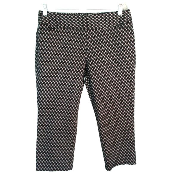 Worthington Women's Modern Fit Mid Rise Black & White Zip Capri Pants Size 10 - Picture 1 of 8